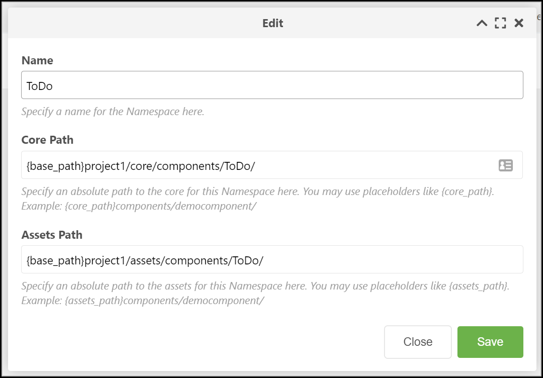 Create the Namespace Entry in the Manager